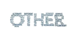 Word “OTHER” with its letters filled with synonyms like another, different, alternative, remaining, subsequent, and remnant arranged inside each letter