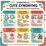 This colorful infograph is about Synonyms of Cute and how they can be used on different oceasions.