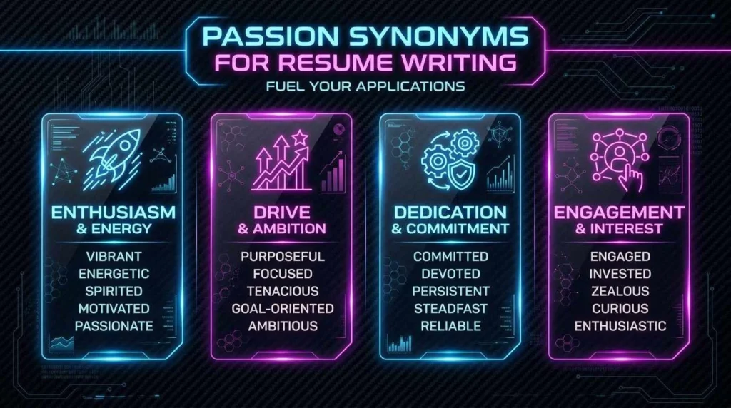 synonyms for passion for resume writing