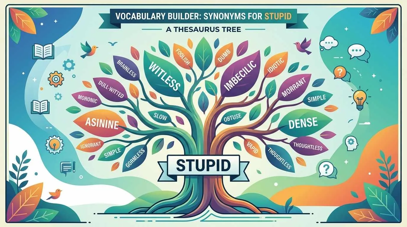 synonyms for stupid expressed in a beautifully in the form of a tree